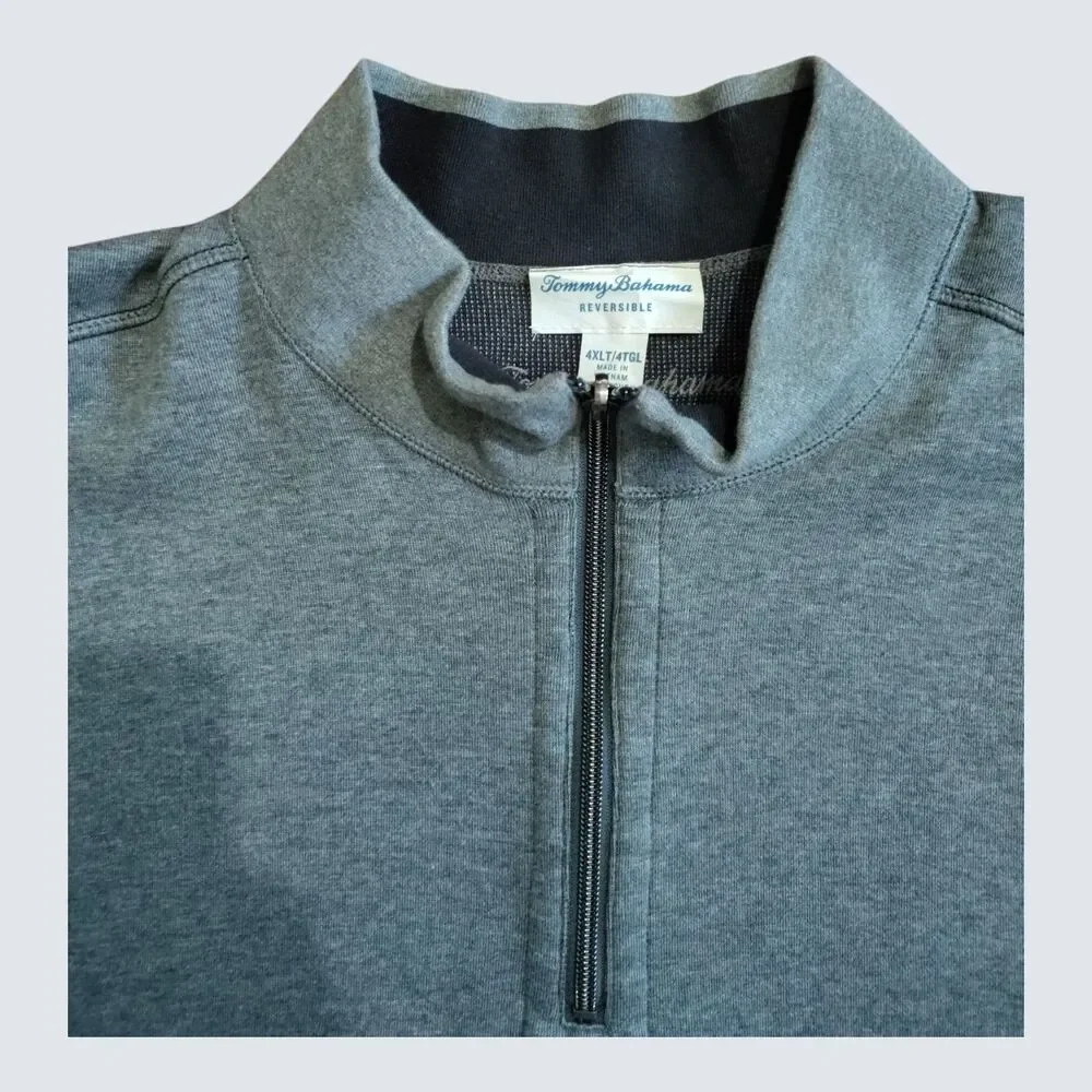 Tommy Bahama Reversible 1/4 Zip Pullover Gray Size 4XLT
